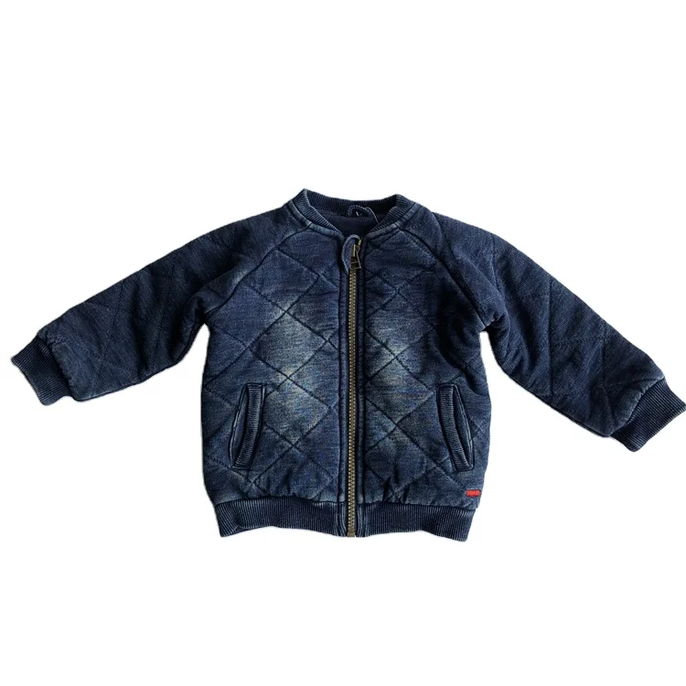 
Factory Supply High Quality Dark Blue Shell Cotton Elastane Fashion Baby Jacket 