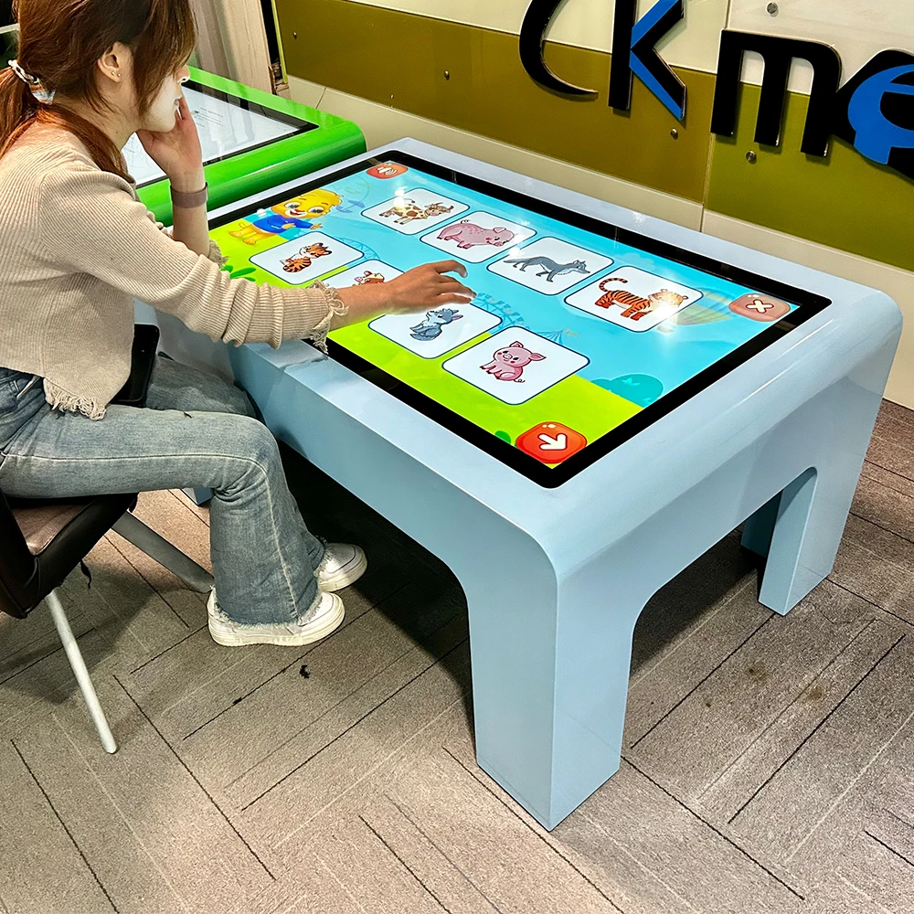Zkmei Android Windows waterproof Smart touch table interactive games table with screen kiosk for kdis education in School