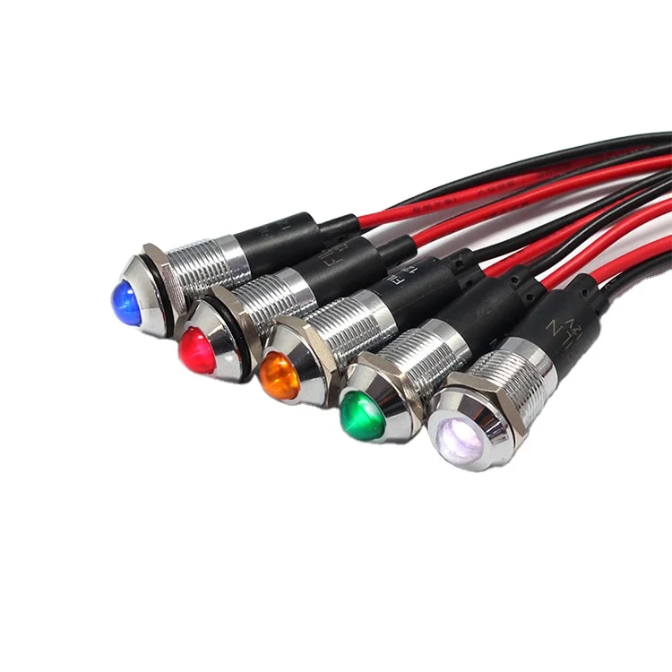 20cm wire indicator light red green blue amber yellow white waterproof led