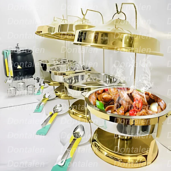 Buffet Catering Luxury Food Warmer Stainless Steel Chafing Dish Buffet Set Hanging-Hinged-Lid-Chafing-Dish Thermos Food Warmer