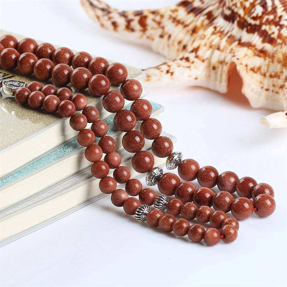 Wholesale Gold/blue/green sand Stone Misbaha Islamic Prayer Beads muslim Tasbih Tasbeeh Rosary