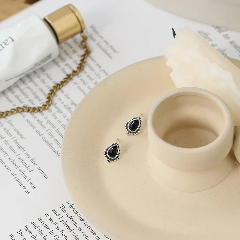 Nabest 925 Silver Jewelry Water Drop Turquoise Earrings Hypoallergenic Women Vintage Charm Stud Earrings