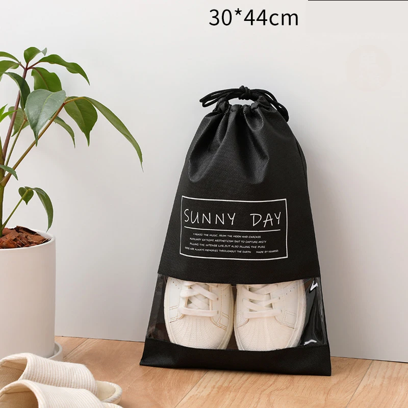Custom Logo Printing Travel Portable Shoes Separate Storage Drawstring Bag Non-woven Dust-proof Bag