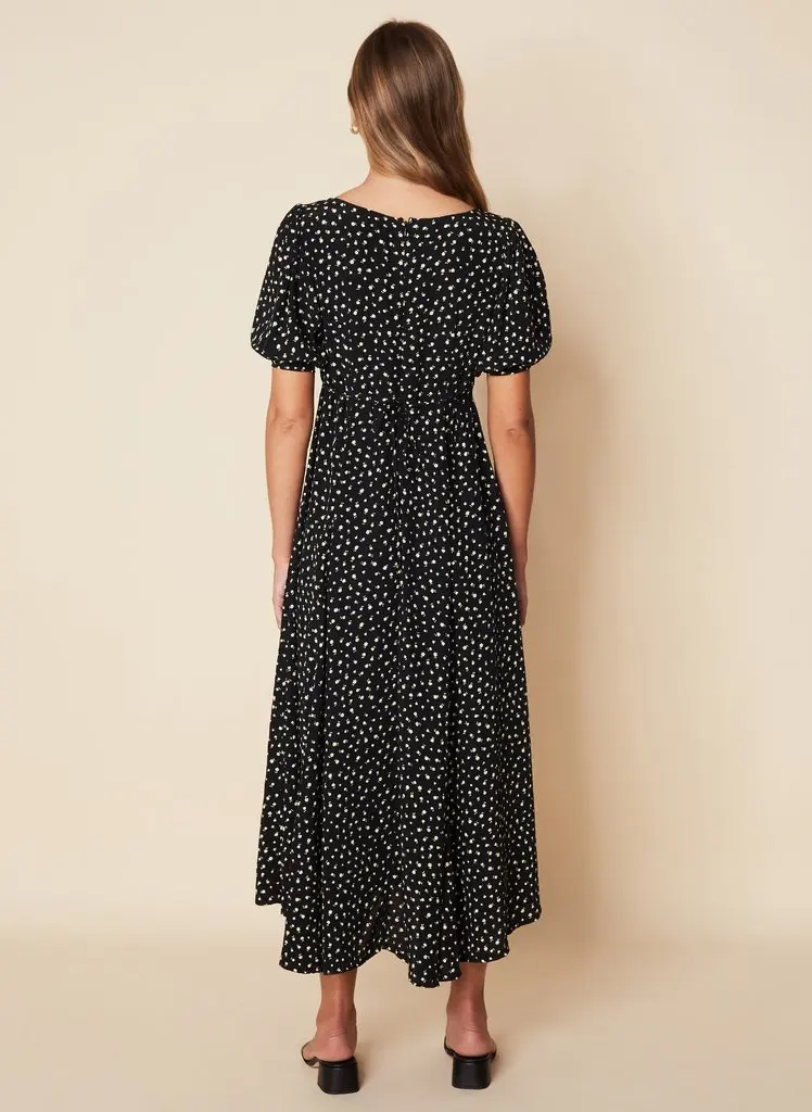 
women customized flora print maxi dress women short sleeves vintage inspired scoop neckline dress 