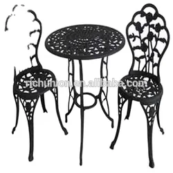 3 piece rose style outdoor garden furniture cast iron bistro chair