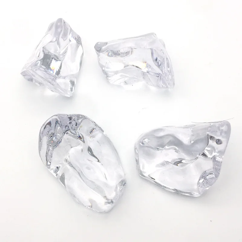 40mm 50mm Hongzhi Factory Transparent Acrylic Ice Rocks Wholesale Large Size Fake Ice Cube Acrylic Stone For Home Decor