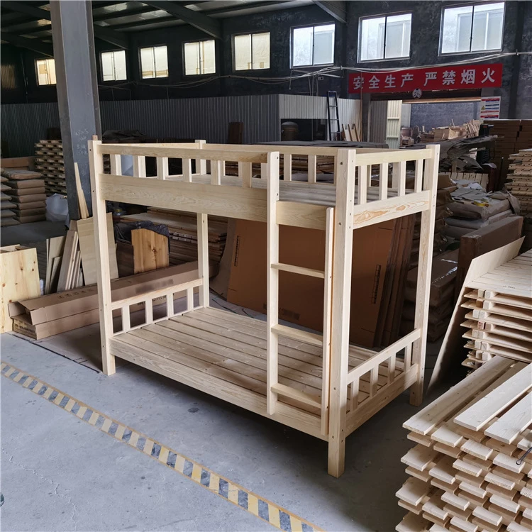 Twin/Twin Kids Furniture No Box Spring Solid Pine Wood Bunk Bed with Guardrails