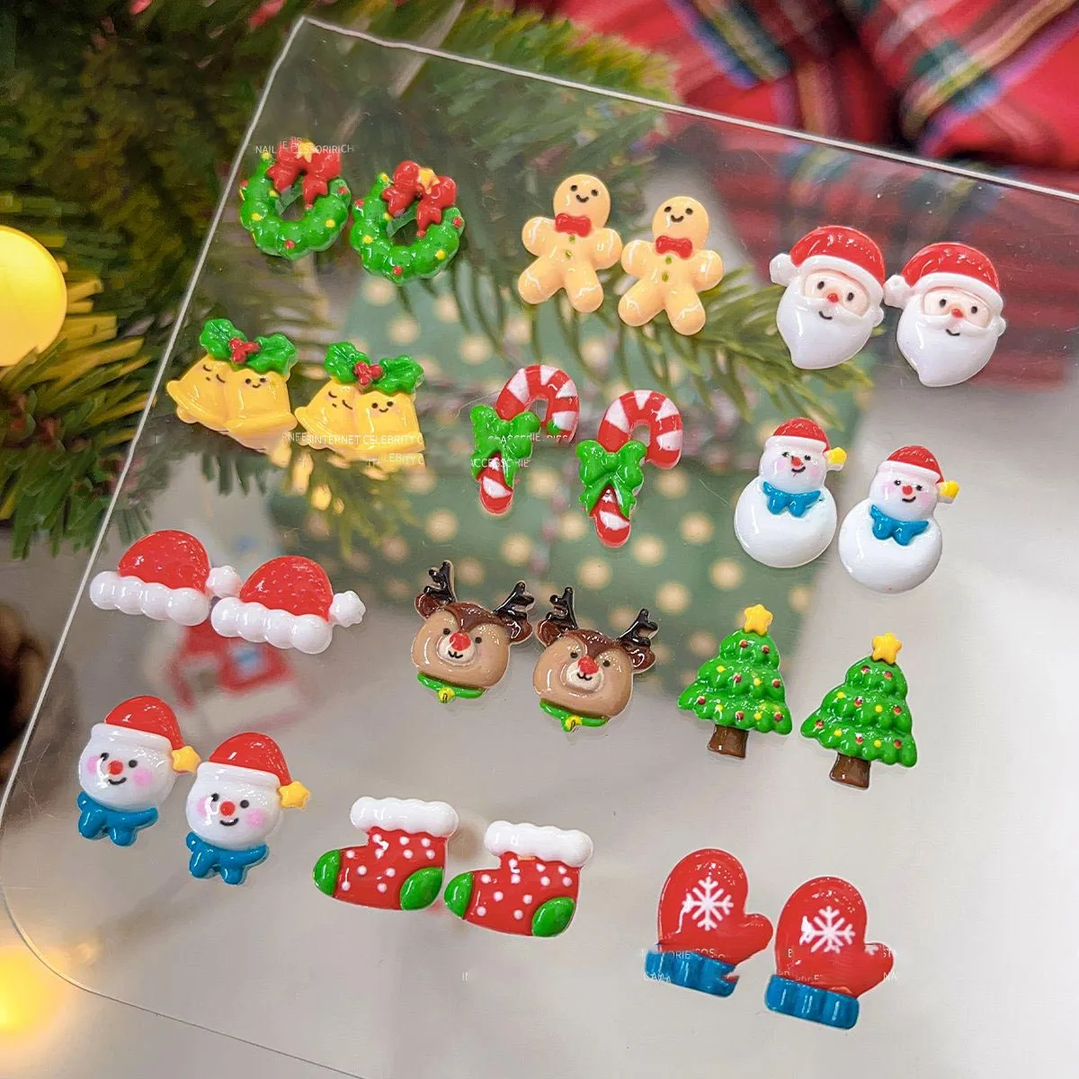 3D Xmas Kawaii Nail Art Craft Resin Charms Cute Snowman Reindeer Christmas Tree Nail Charms Decoration