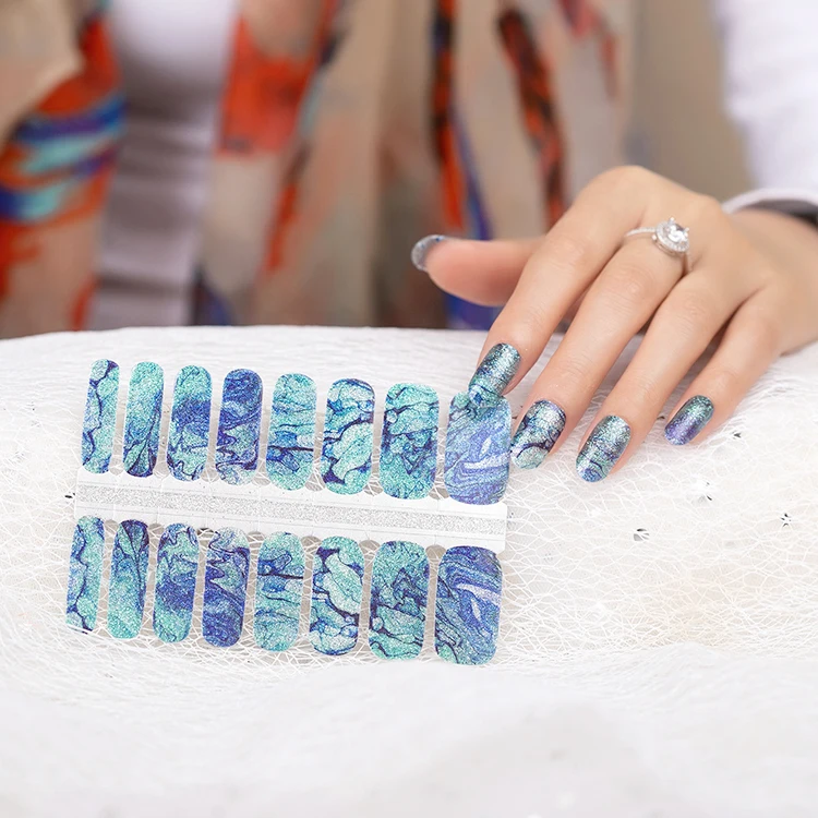 Ocean water pattern real nail polish strips nail wraps