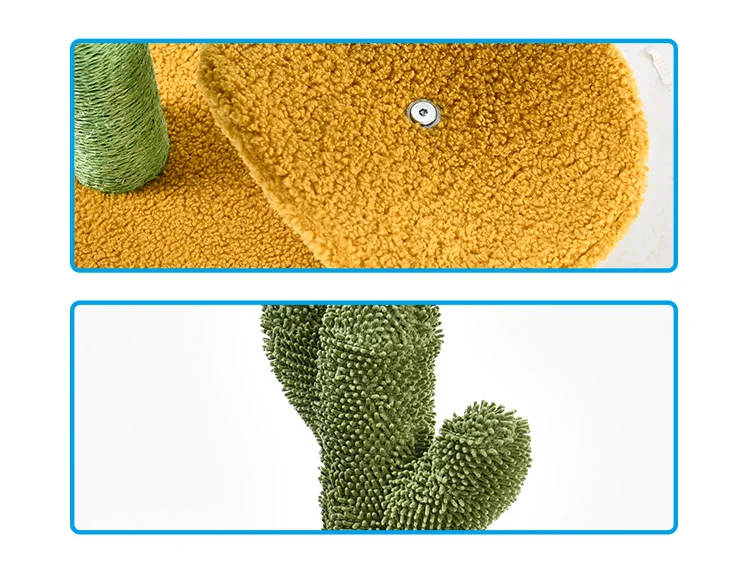 Natural Cat Scratching Post Featuring  3 Scratching Poles Dangling Ball Cat Tree Cactus Cat Scratcher