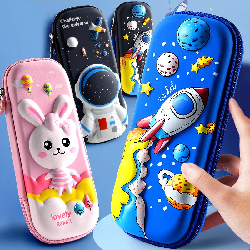 Cute 3D cartoon School pencil case  anime EVA large capacity  stationery box for kids boy girl student