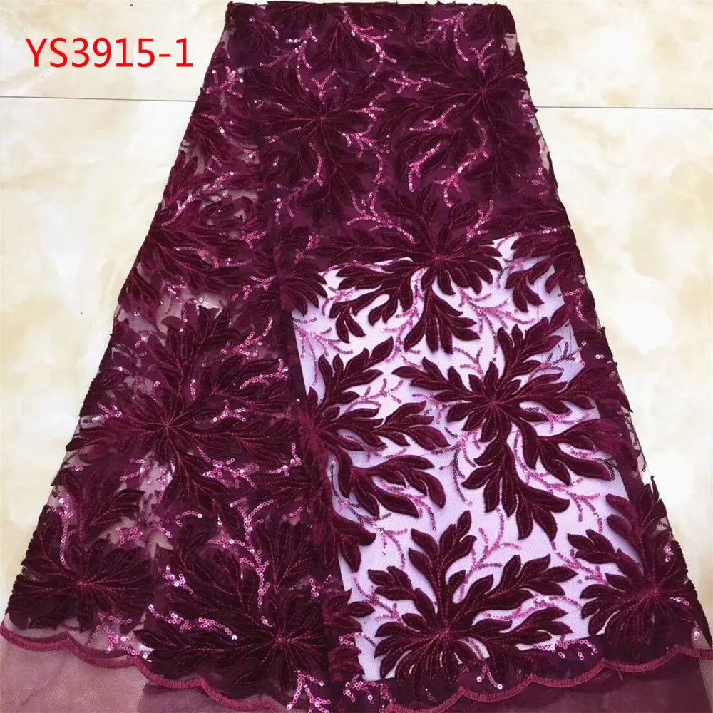 YS3915 Wholesale guangzhou Deep green embroidery velvet design rose french net lace fabric