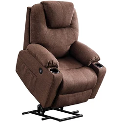 Electric Power Lift Recliner Chair Sofa with Massage and Heat for Elderly 2 Side Pockets