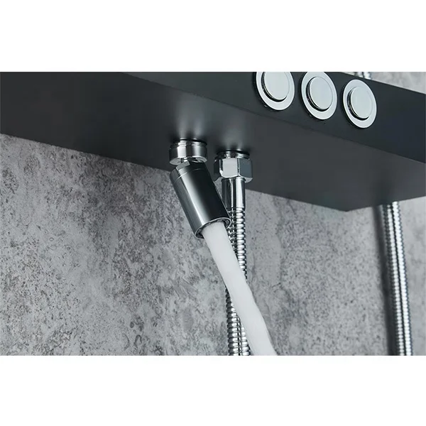 High Quality 304 Stainless Steel Shower Column Black Thermostatic Wall Shower Panel With Rainfall Bathroom Bath Shower Set
