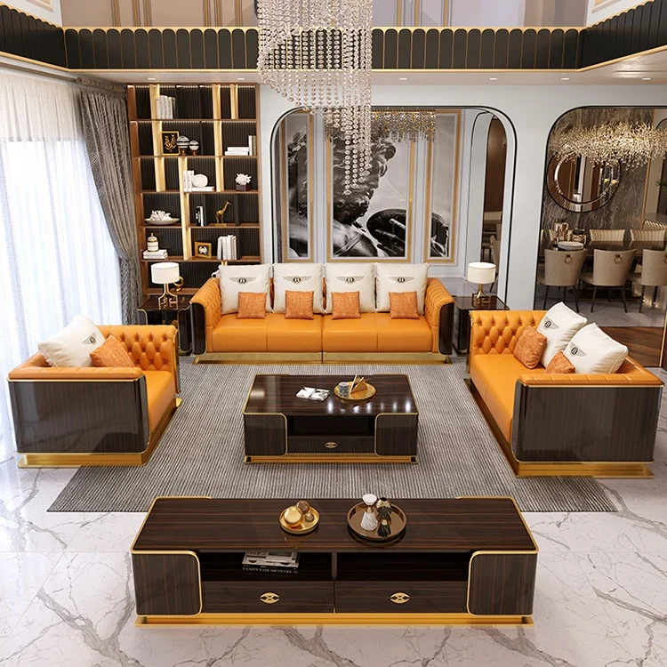 Factory direct high quality modern living room sofa set luxury design furniture 4+3+2+1 sofa matching throw pillows super good