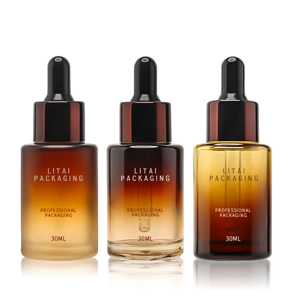 30ml Flat Shoulder Glass Dropper Bottle for Skincare 1oz Serum Bottle for Cosmetic Use Screen Printing Surface Handling