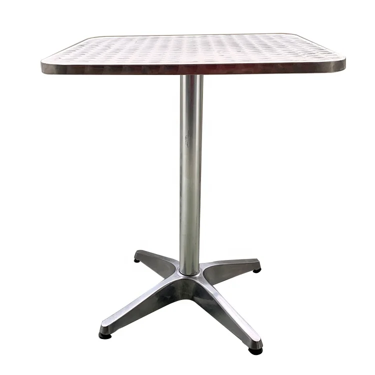 Wholesale Indoor outdoor minitype gathering restaurant furniture Aluminum stainless steel square dining table