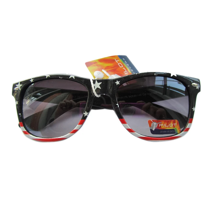 Custom logo USA flag full sublimation printing UV 400 Protection Sunglasses for Promotion