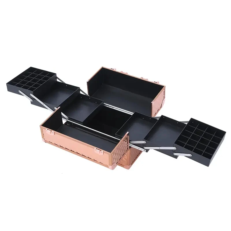 Wholesale Beauty Cosmetic Case Aluminum Professional Makeup Storage Organizer Box Large Portable Cosmetic Case