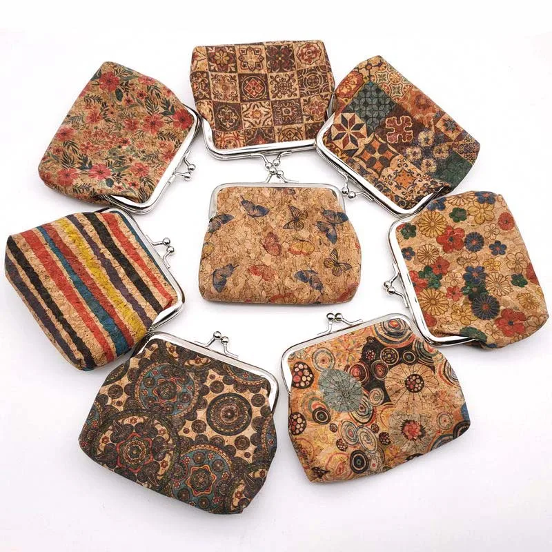 Handmade mini vegan flower printed  digital printing  kiss lock Cute Lady Card Bag Coin Purse Pouch for Women