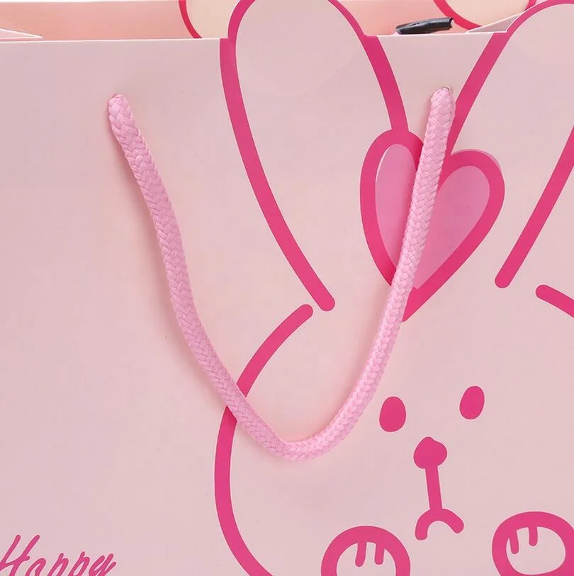Customization Rabbit Kraft Shopping New Design New Developed Cartoon Paper Gift Bags With Handle