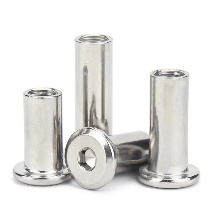 China wholesale M2 M3 M4 M5 M6*20 M8 M10 M12 Steel Nickel Plated Flat Head Hex Socket Furniture Connector Nut Sleeve Barrel Nut