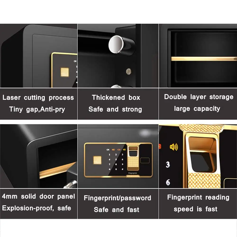 Zhenzhi  Electronic Security Safe Box Fingerprint Biometric Wall Safe Lock Box Cash Strong box