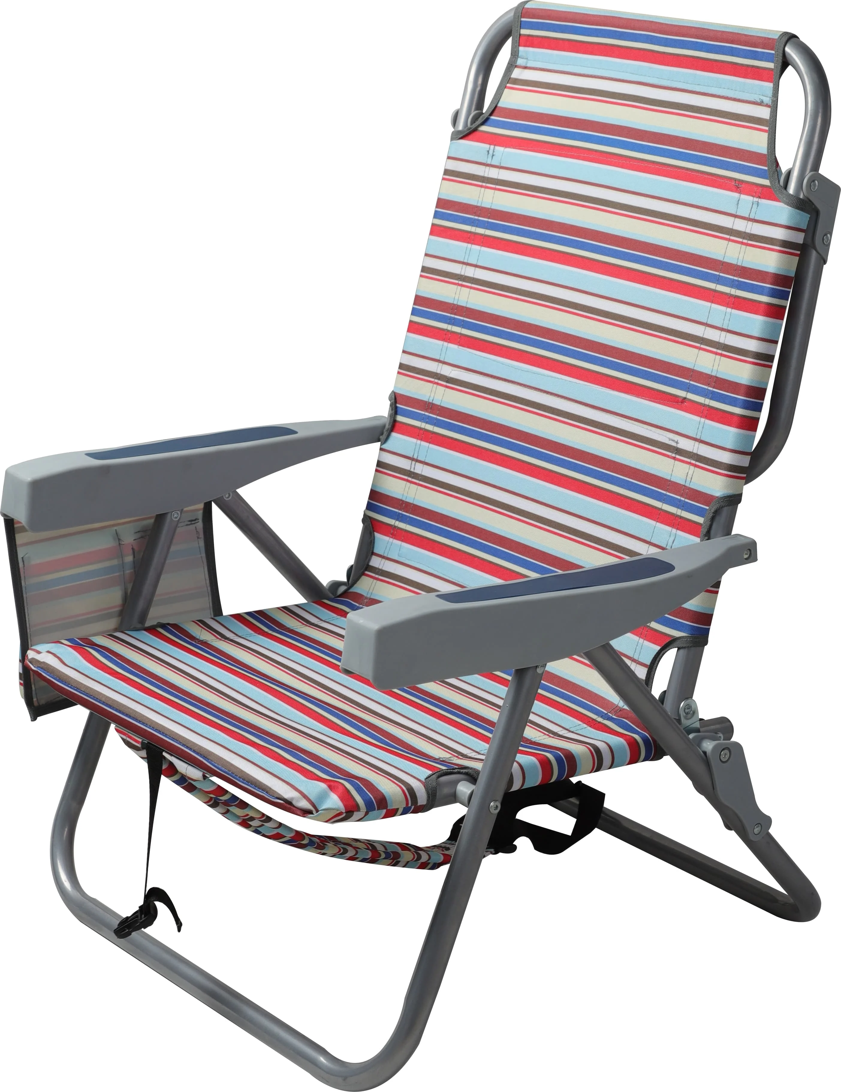 Wholesale OEM Folding Backpack Beach Chair with 5 Positions, Towel Bar, Cooler Pouch Fabric 600d Polyester Outdoor Furniture