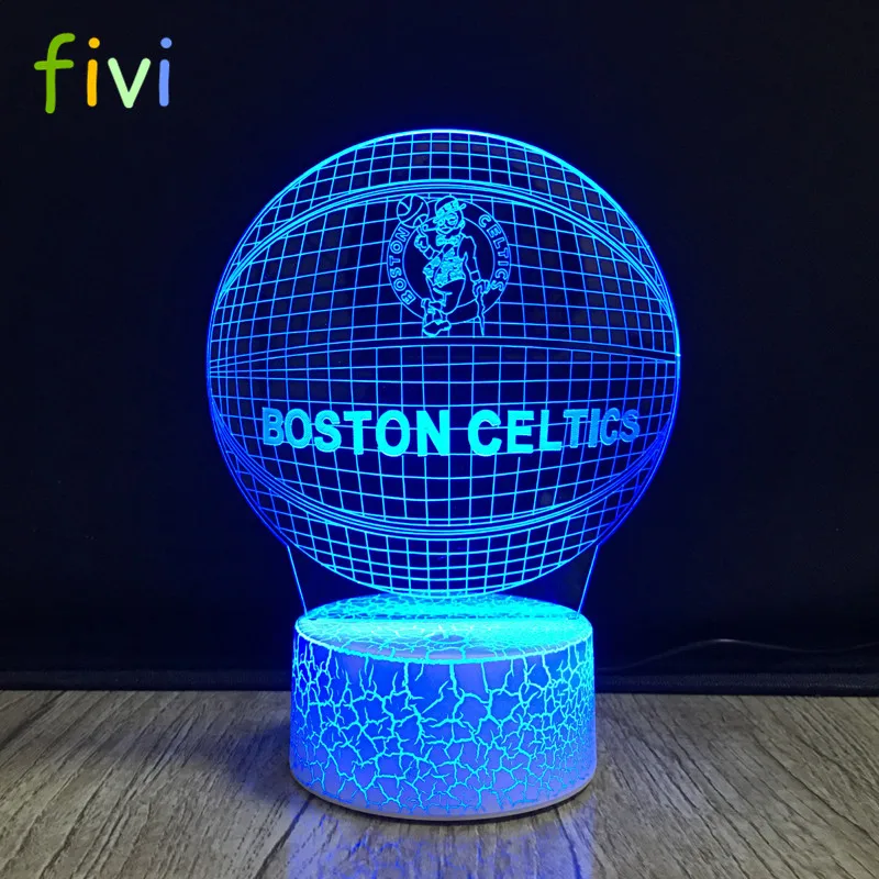 Basketball Shape 3D Optical Illusion Lamp Smart 7 Colors Celtics Fans LED Night Light Table Lamp