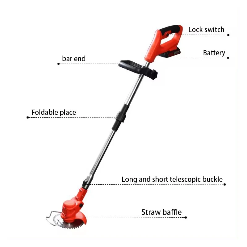 LARIX Electric Wireless Power String Trimmer Handheld Racing Wheels Mini Lawn Mower Home Cordless Power String Lawn Edger