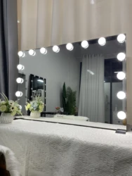 Настольное большое косметическое зеркало в голливудском стиле со светодиодной подсветкой для туалетного столика