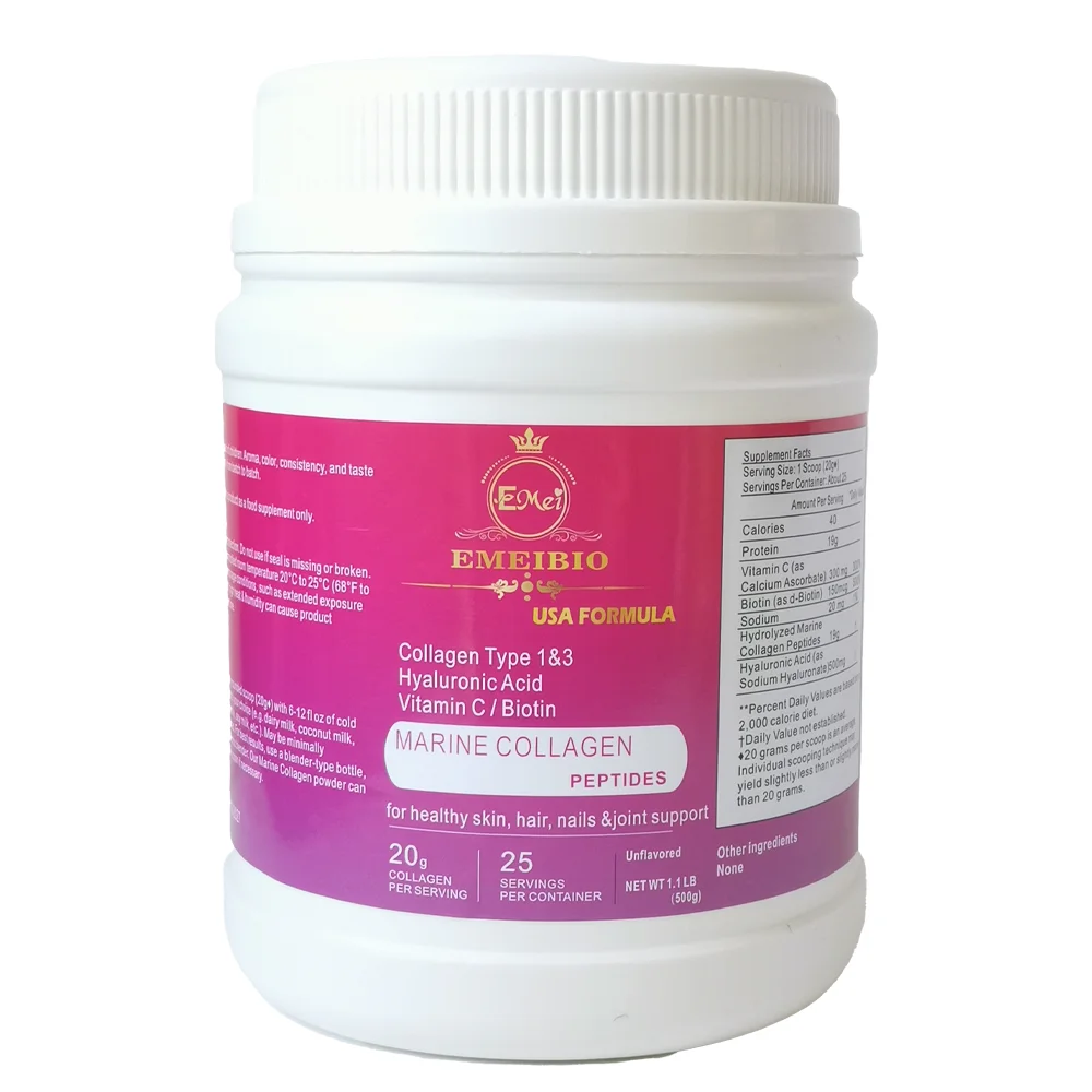 500g 1000g anti wrinkle anti aging collagen drinking powder skin care nail collagen powder with hyaluronic acid and vitamin c