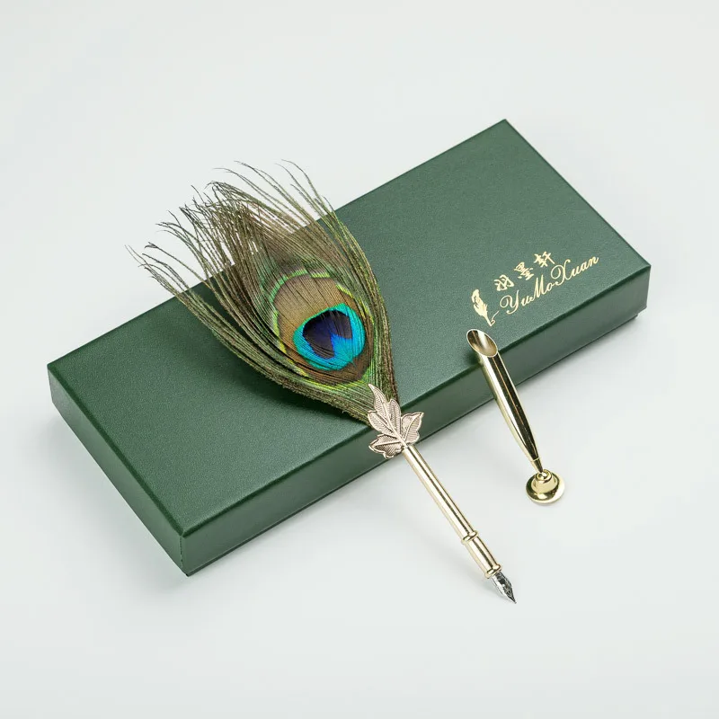 European-style creative birthday gift peacock feather dipped pen