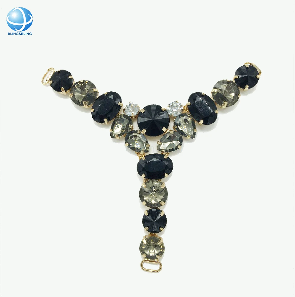 Sexy Black Rhinestone Y Shape Bikini connectors For Women Swimwear Beach Swimsuit Crystal Buckle Decoration Jewelry Accessory