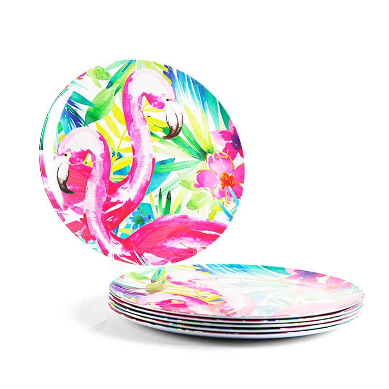 Melamine Dinner Plates 6Pcs 14.96 Inch Dinnerware Dishes Set for Indoor and Outdoor Use Break-Resistant