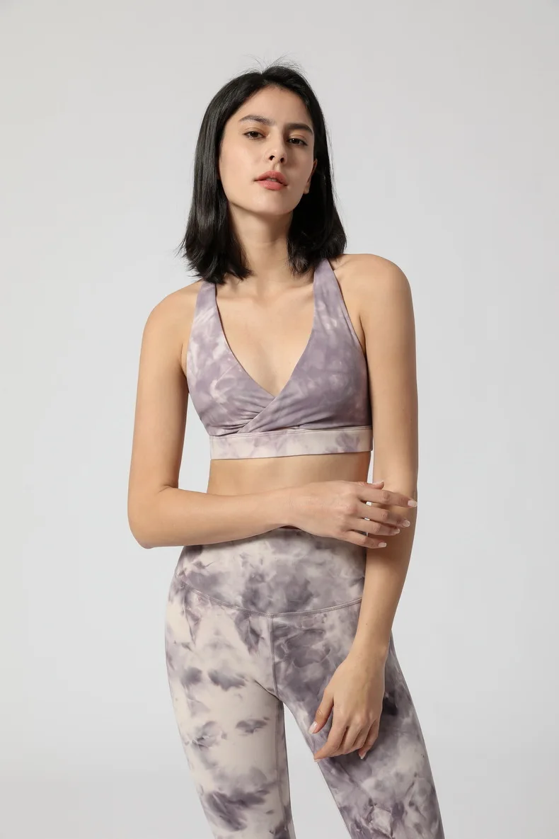 Nylon Spandex Cross Back Custom Digital Printing High Impact High Support Shirts Tops Workouts Women Sports Bra