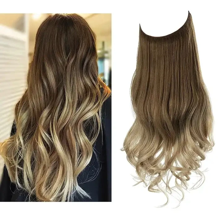 Silky Straight Clip in Hair With Fish Line One Piece Halo Invisible Headband Wire Remy Halo Hair Extensions Human Hair