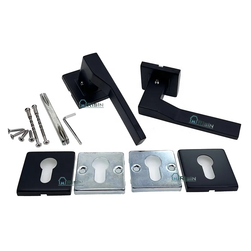 SH144 Soild Rectangle Square Rose Door Lever Handle Lock Set 60x72mm Mortise lock