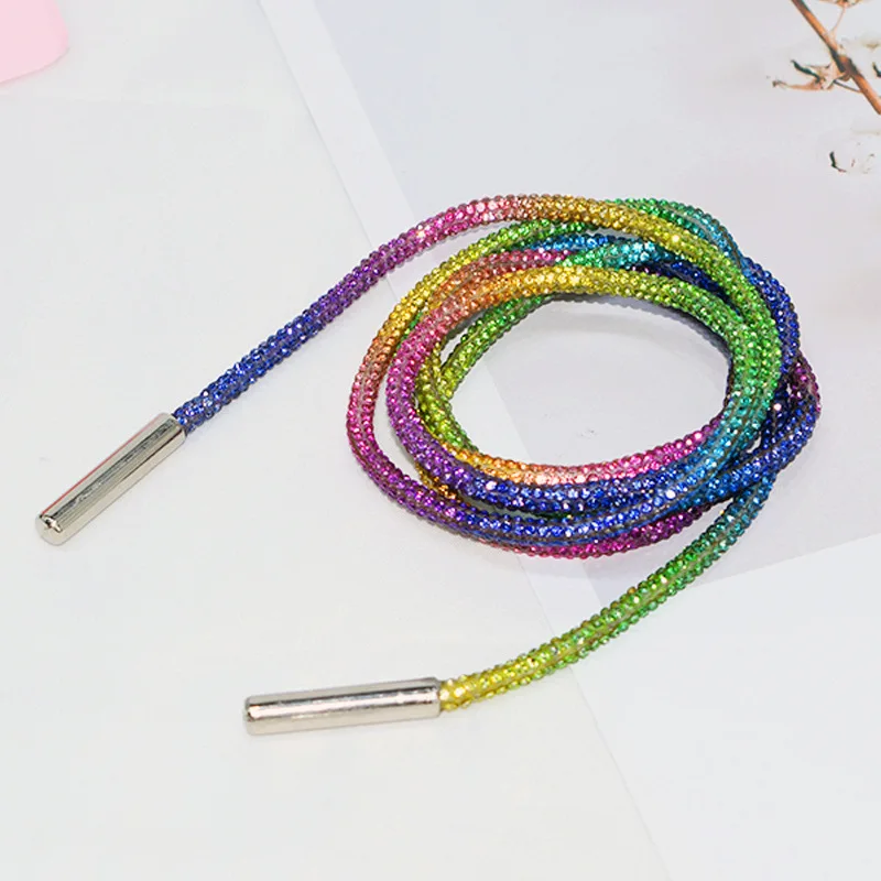 SZ 4mm 6mm Rhinestone Cap rope belt Crystal rope shoelace drawstring  full Diamond hose Jewelry Accessories Tube Rhinestone Rope