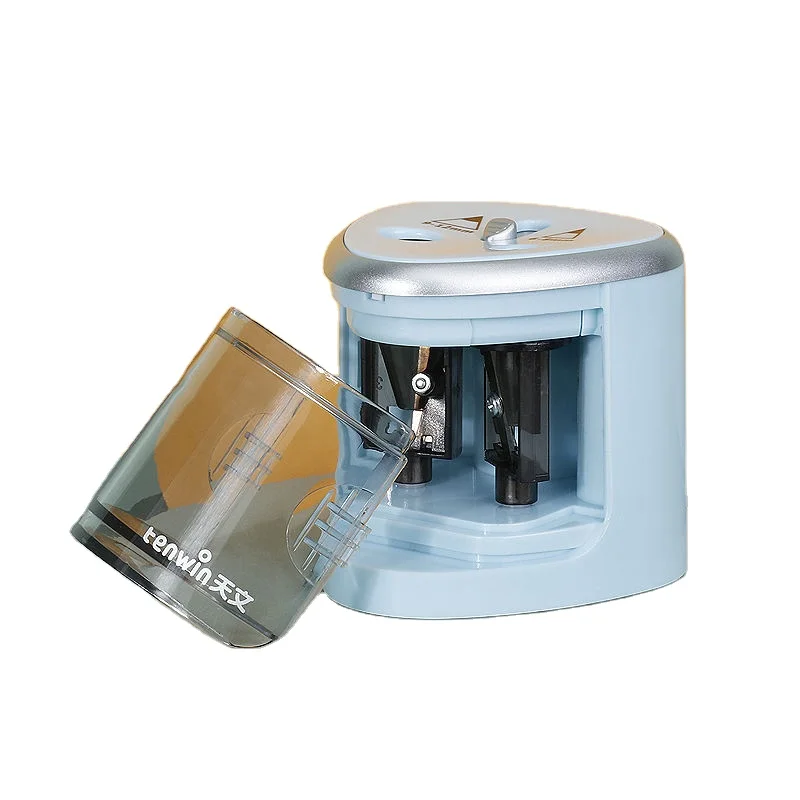 2024 Double hole electric pencil sharpener for primary school students semi-automatic thick battery  pencil sharpening machine