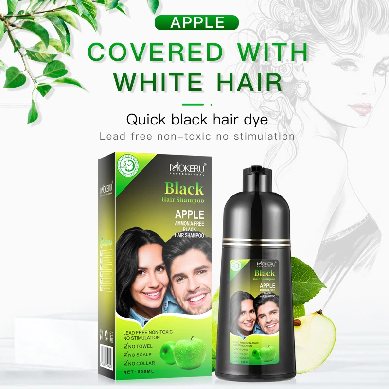 500ml Permanent Organic Natural Fast Hair Dye Plant Essence Black Hair Color Dye Shampoo Cover White Hair No Side Effect
