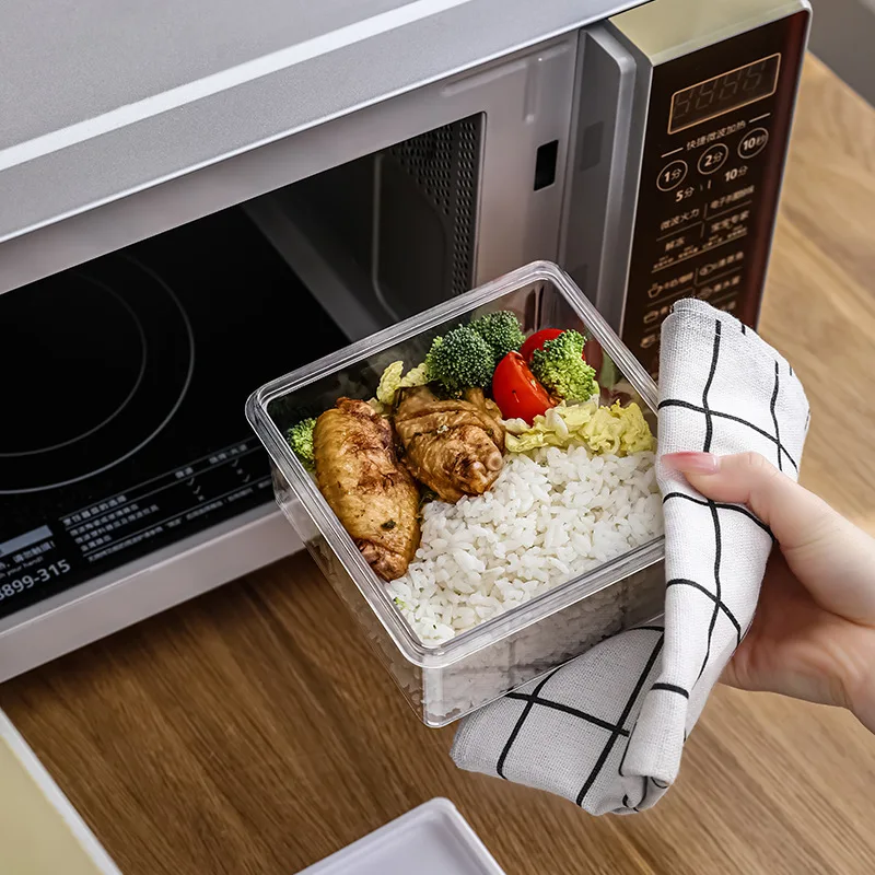 Kitchen Clear Lunch box Stackable Bins For Freezer Pantry Food Refrigerator storage container Set Fridge Organizer whit handle