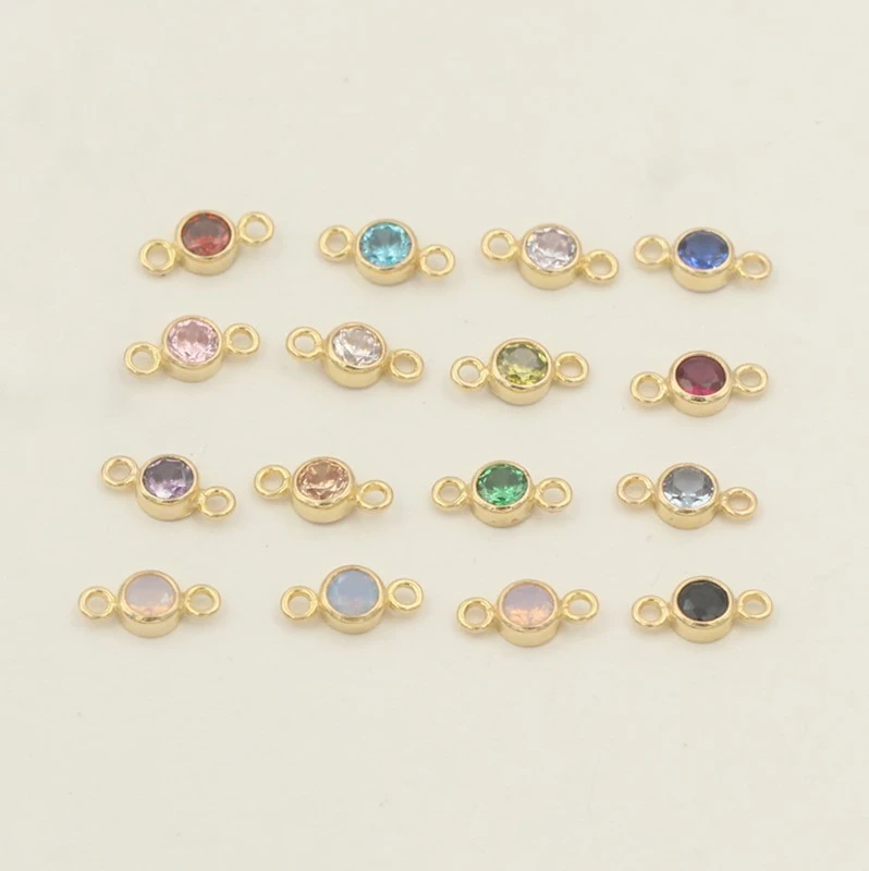 Gold Filled Connectors with Zircon Vintage Round Connectors for Jewelry