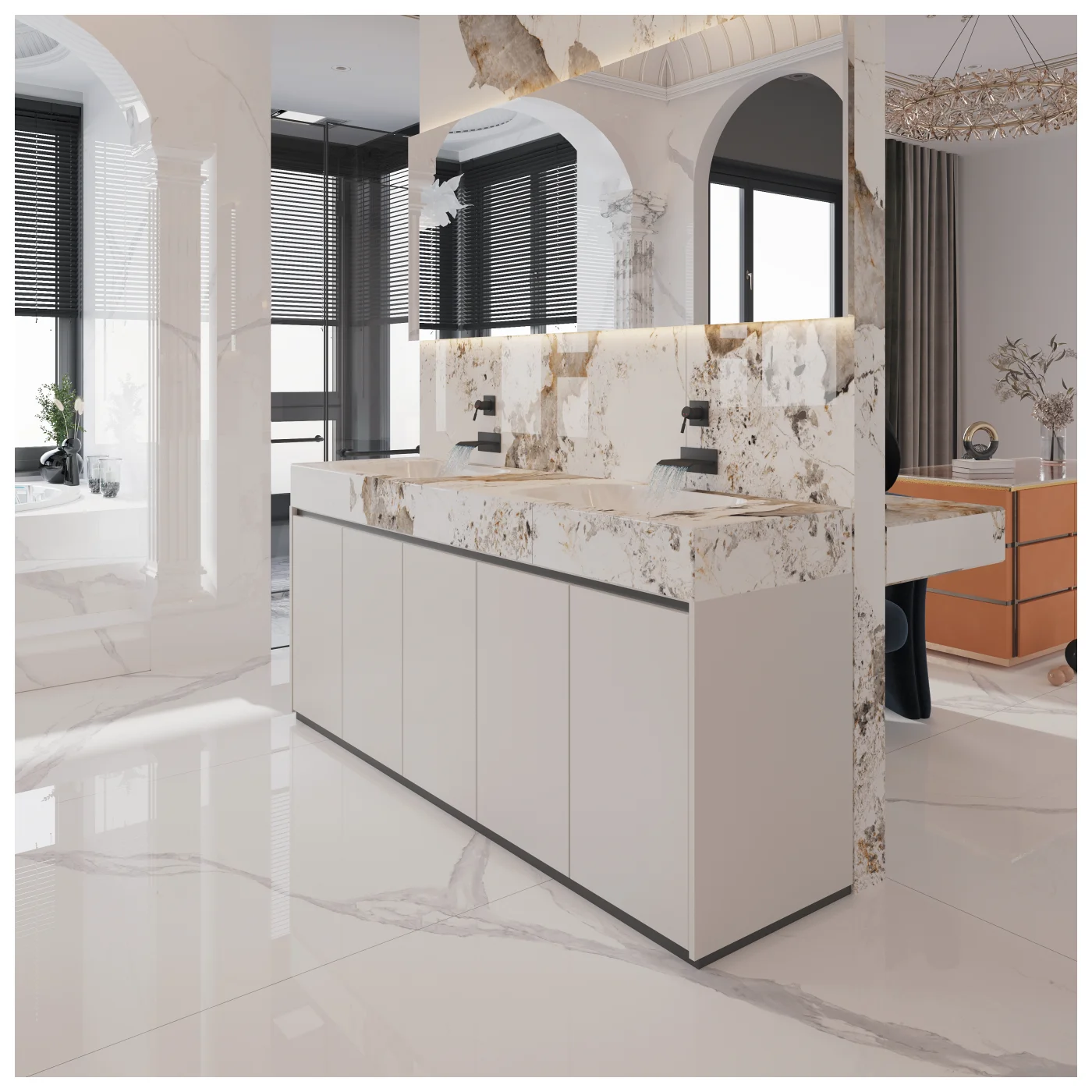 Фошань строительный материал белый 1200x2400x8 5 мм трехсторонний Бесконечный узор пол мраморная поверхность фарфоровая полированная плитка