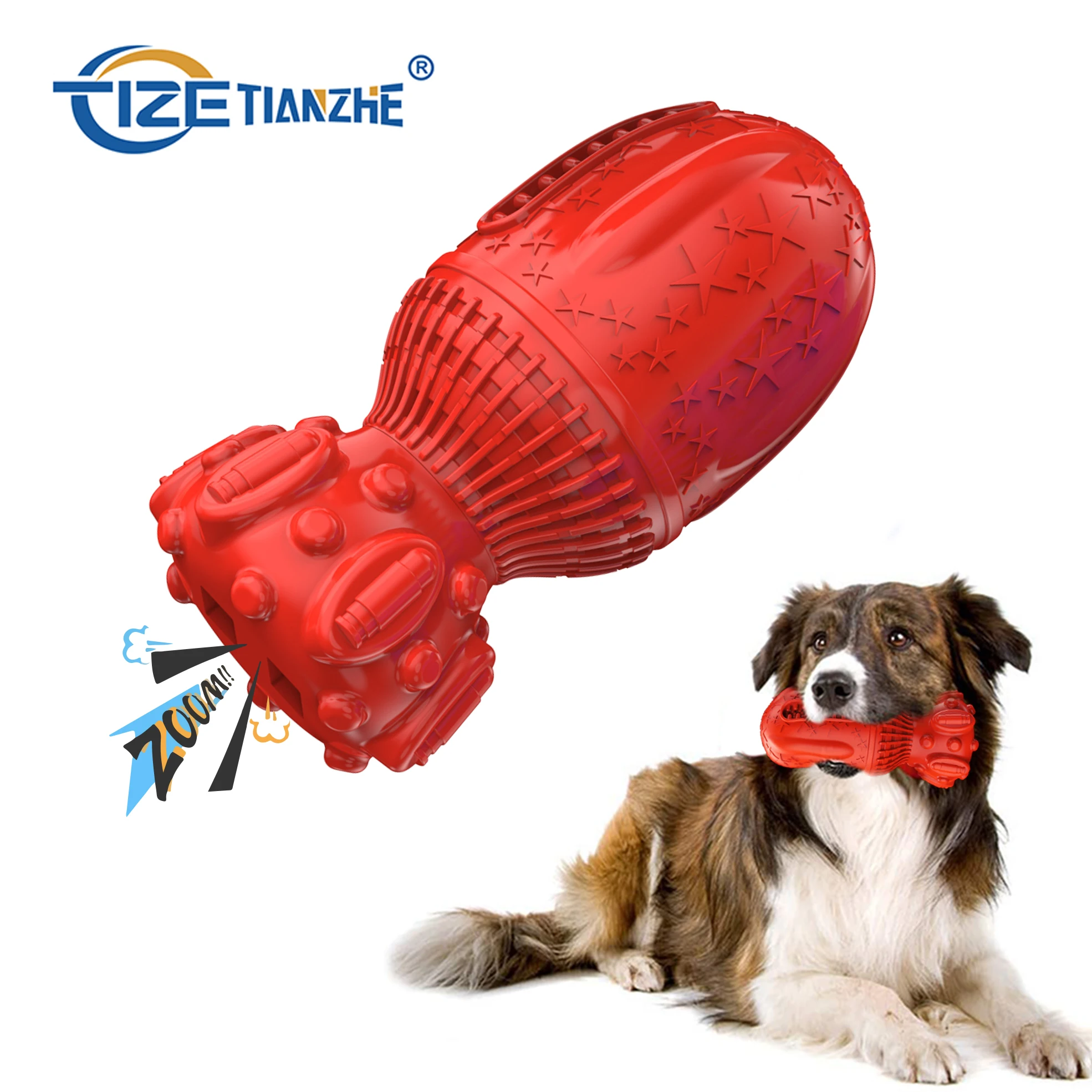 
Amazon Best Seller Durable aggressive chewer Soft Rubber Non Toxic Bite Resistant Squeak Toy Feeder Chew Tooth Cleaning Dog Toys 