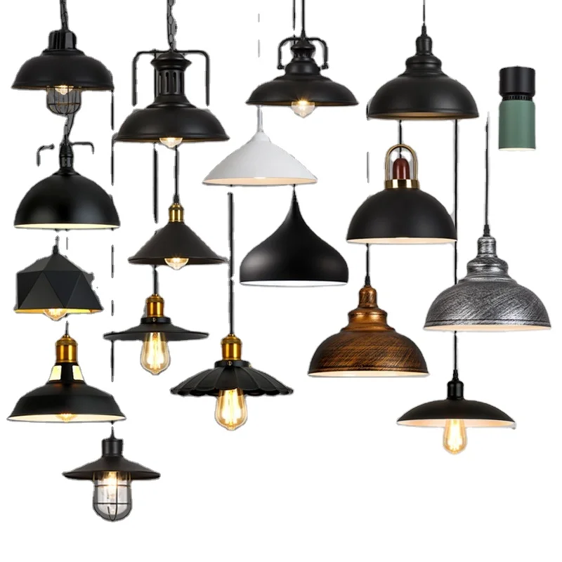 American retro industrial style iron pendant light simple creative bedside dining room chandelier