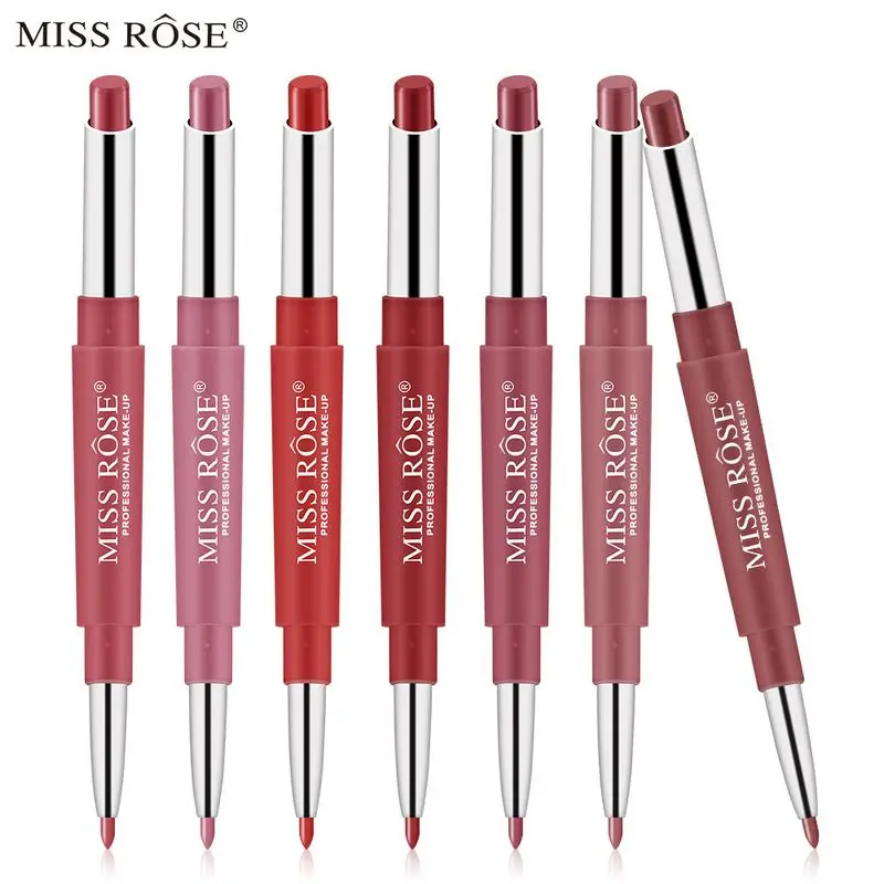 Профессиональная двухсторонняя помада MISS ROSE для макияжа водостойкий стойкий оттенок сексуальная красная и блеск