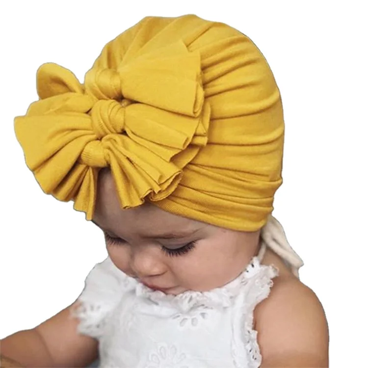 Soft Elastic Nylon Newborn Infant Toddler Kids Baby Girl Headwrap Hospital Nursery Top Knot Turban Hat Cap Beanie Wholesale Bulk