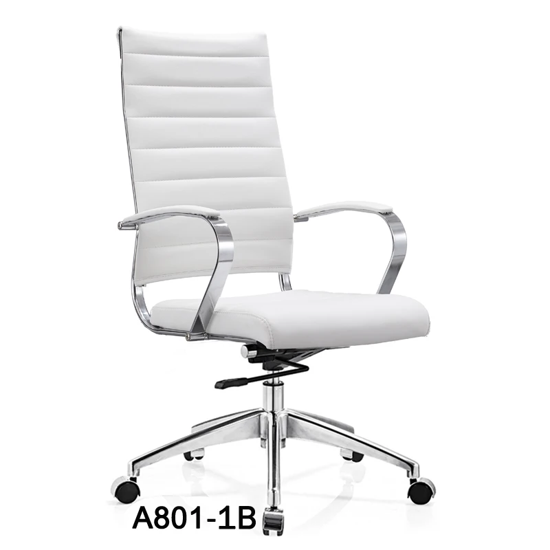 
ergonomic white PU leather computer manager work desk office chair 