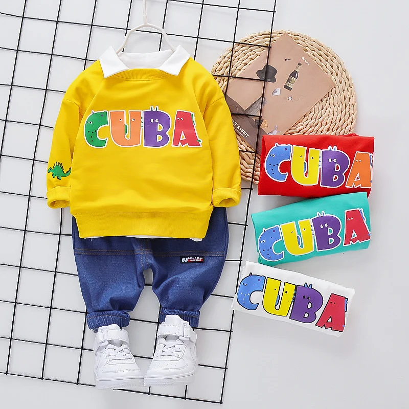 2021 New autumn long sleeve sportswear+ trousers cartoon pattern design baby boy clothes set kids clothing boys suits